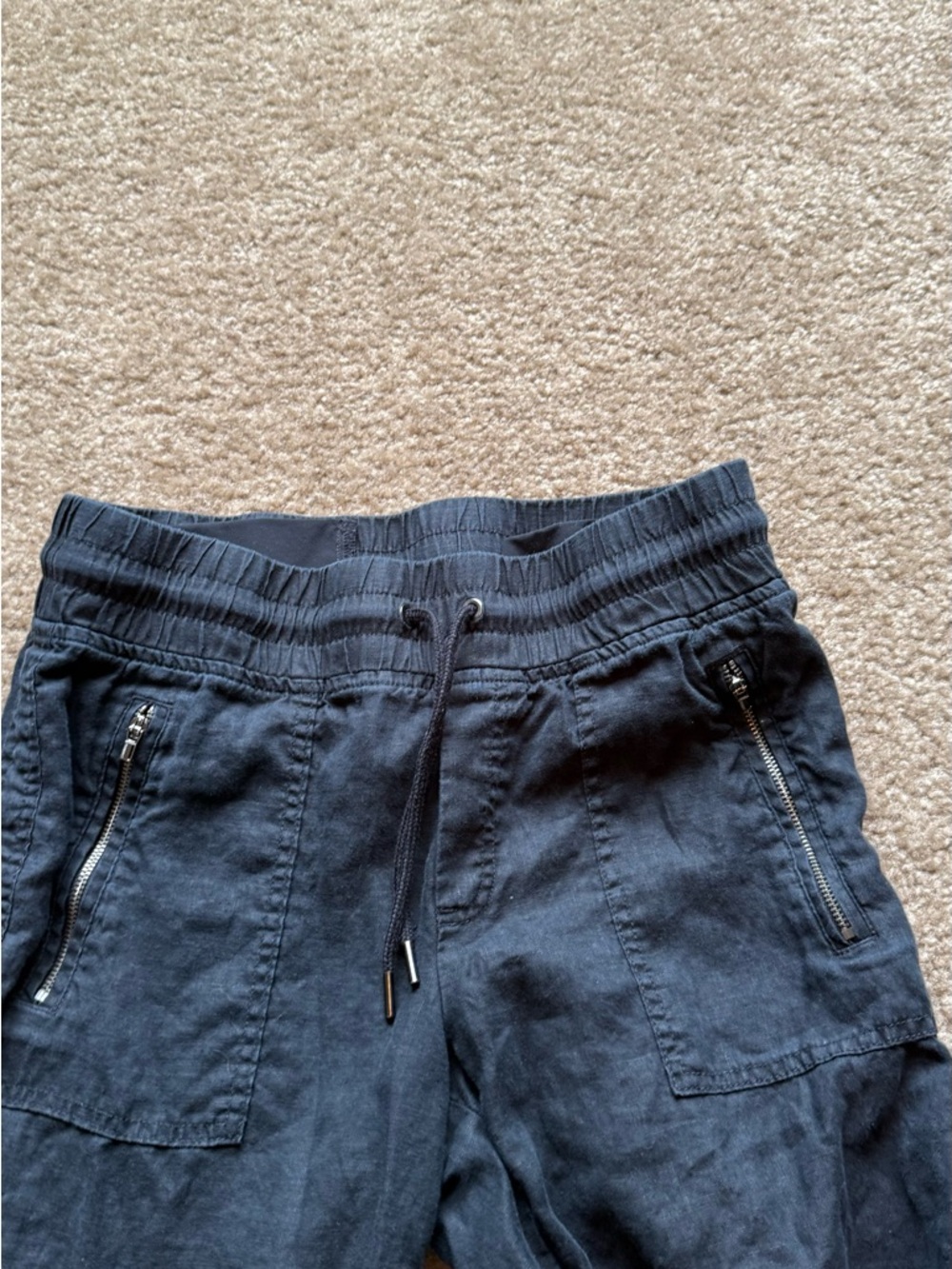 Athleta Drawstring 100 Linen Wide Leg Pants - Black sz 6 - Picture 2 of 6